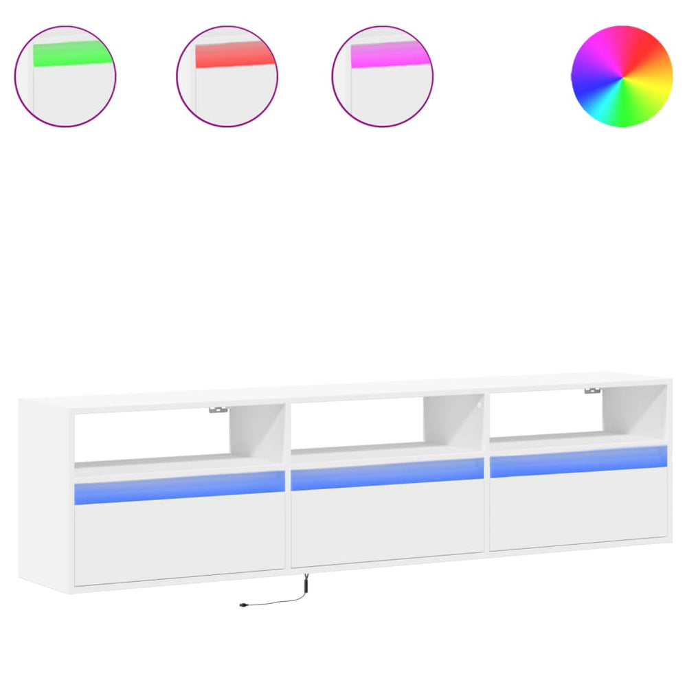TV-Wandschrank mit LED, Weiß, 180 cm