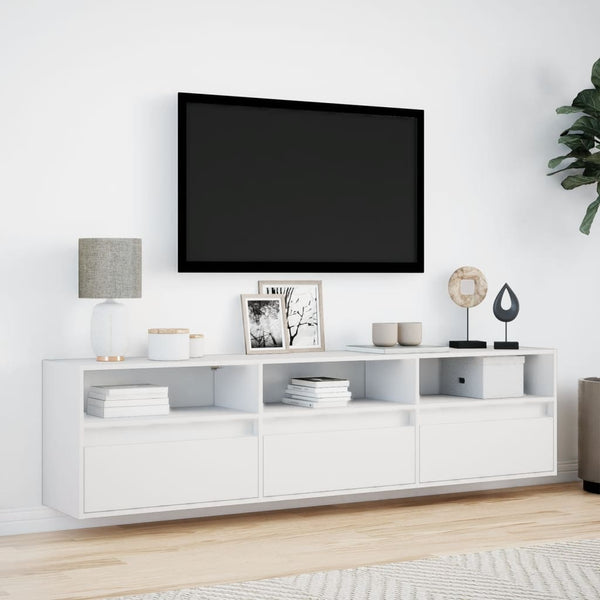 TV-Wandschrank mit LED, Weiß, 180 cm