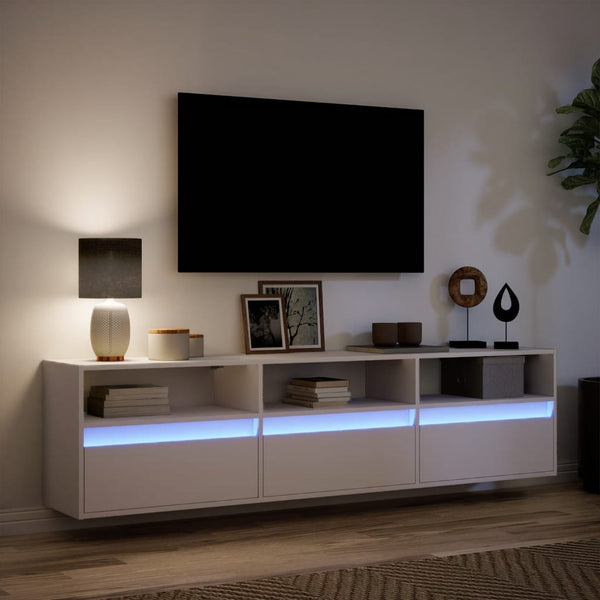 TV-Wandschrank mit LED, Weiß, 180 cm