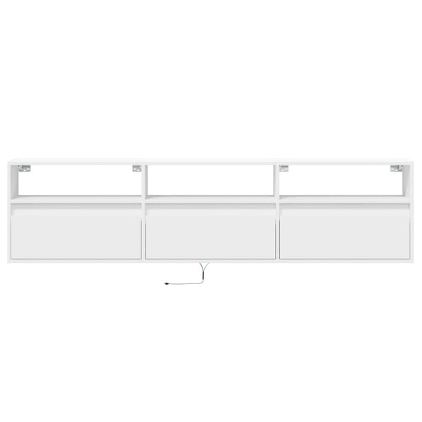 TV-Wandschrank mit LED, Weiß, 180 cm