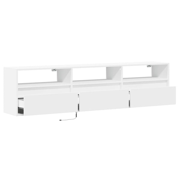 TV-Wandschrank mit LED, Weiß, 180 cm