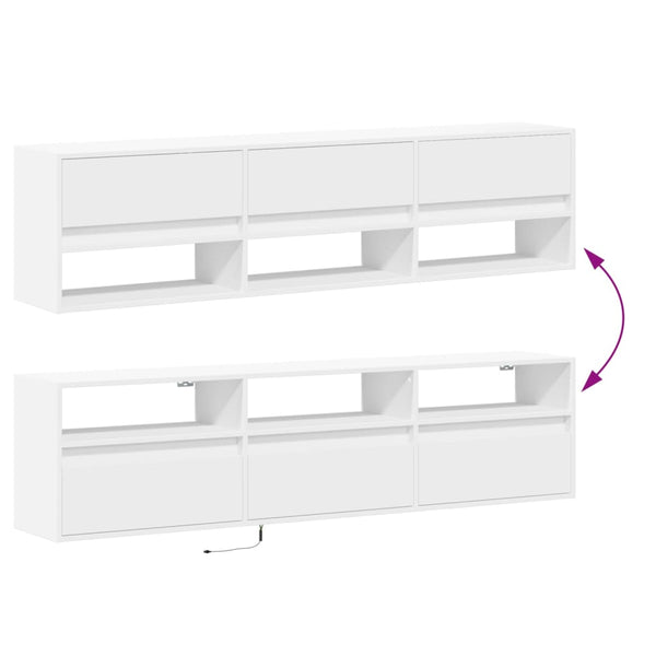 TV-Wandschrank mit LED, Weiß, 180 cm