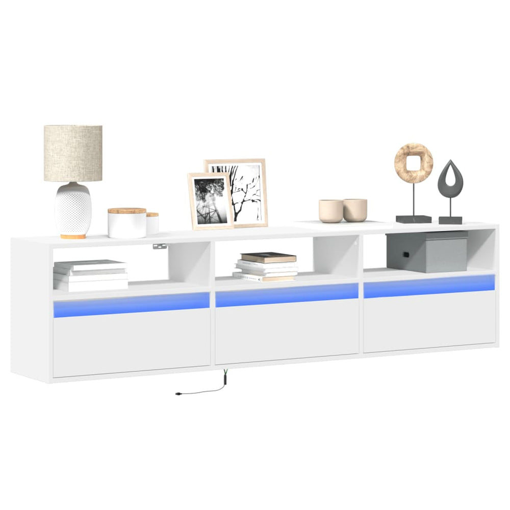TV-Wandschrank mit LED, Weiß, 180 cm