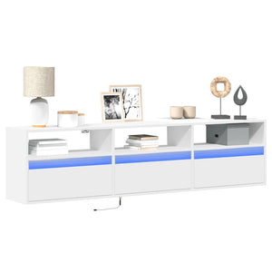 TV-Wandschrank mit LED, Weiß, 180 cm