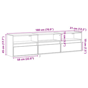TV-Wandschrank mit LED Schwarz 180 cm