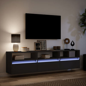 TV-Wandschrank mit LED Schwarz 180 cm