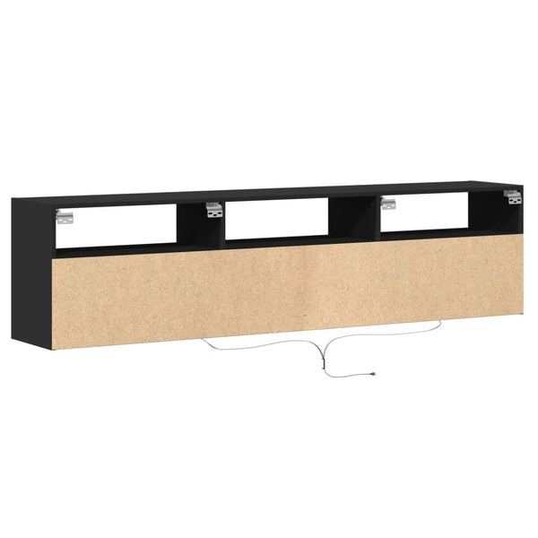 TV-Wandschrank mit LED Schwarz 180 cm