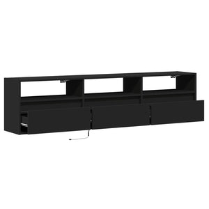 TV-Wandschrank mit LED Schwarz 180 cm