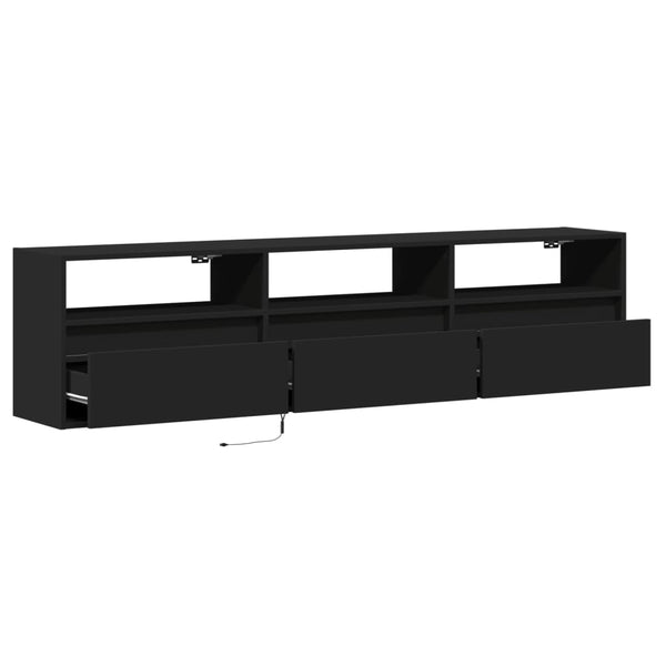 TV-Wandschrank mit LED Schwarz 180 cm
