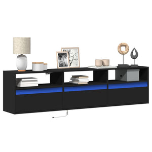 TV-Wandschrank mit LED Schwarz 180 cm