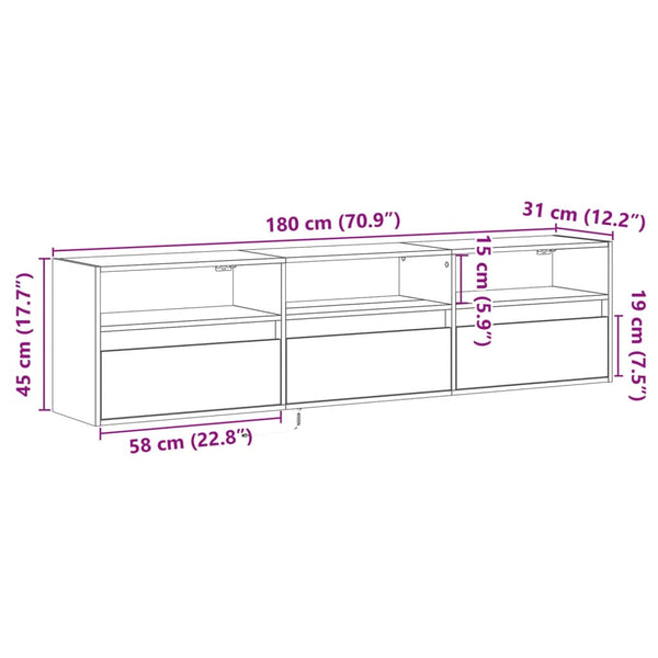 TV-Wandschrank mit LED Betongrau 180 cm