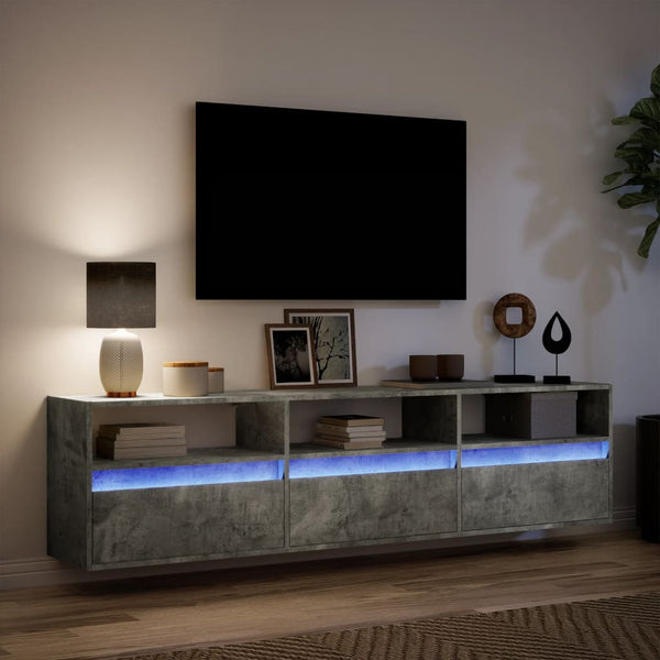TV-Wandschrank mit LED Betongrau 180 cm