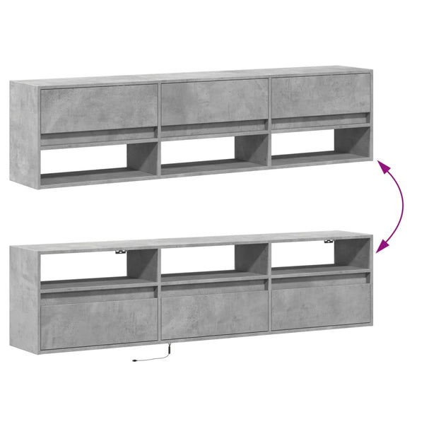 TV-Wandschrank mit LED Betongrau 180 cm
