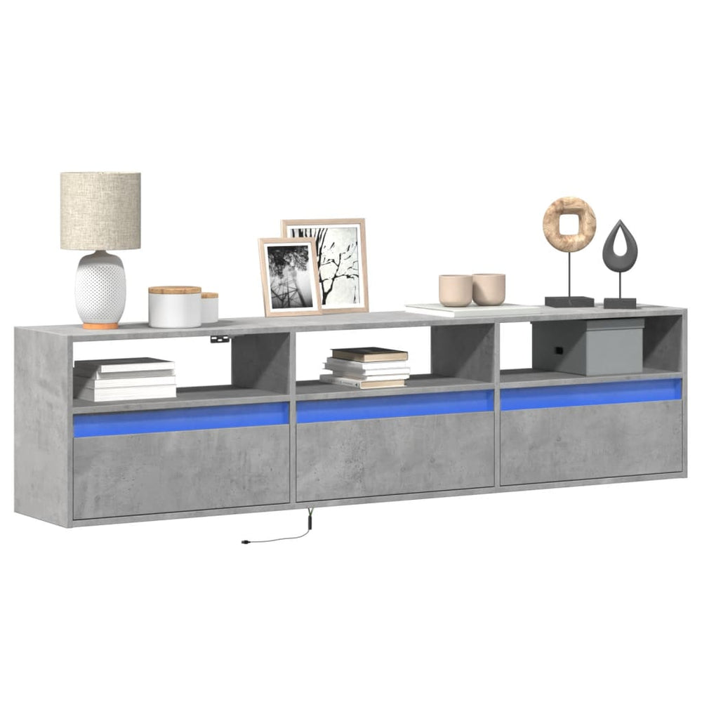 TV-Wandschrank mit LED Betongrau 180 cm
