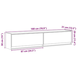 TV-Wandschrank mit LED, Sonoma-Eiche, 180 cm