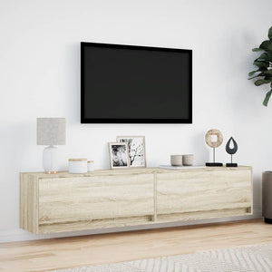 TV-Wandschrank mit LED, Sonoma-Eiche, 180 cm