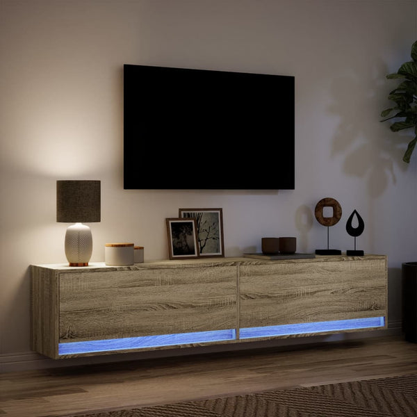 TV-Wandschrank mit LED, Sonoma-Eiche, 180 cm