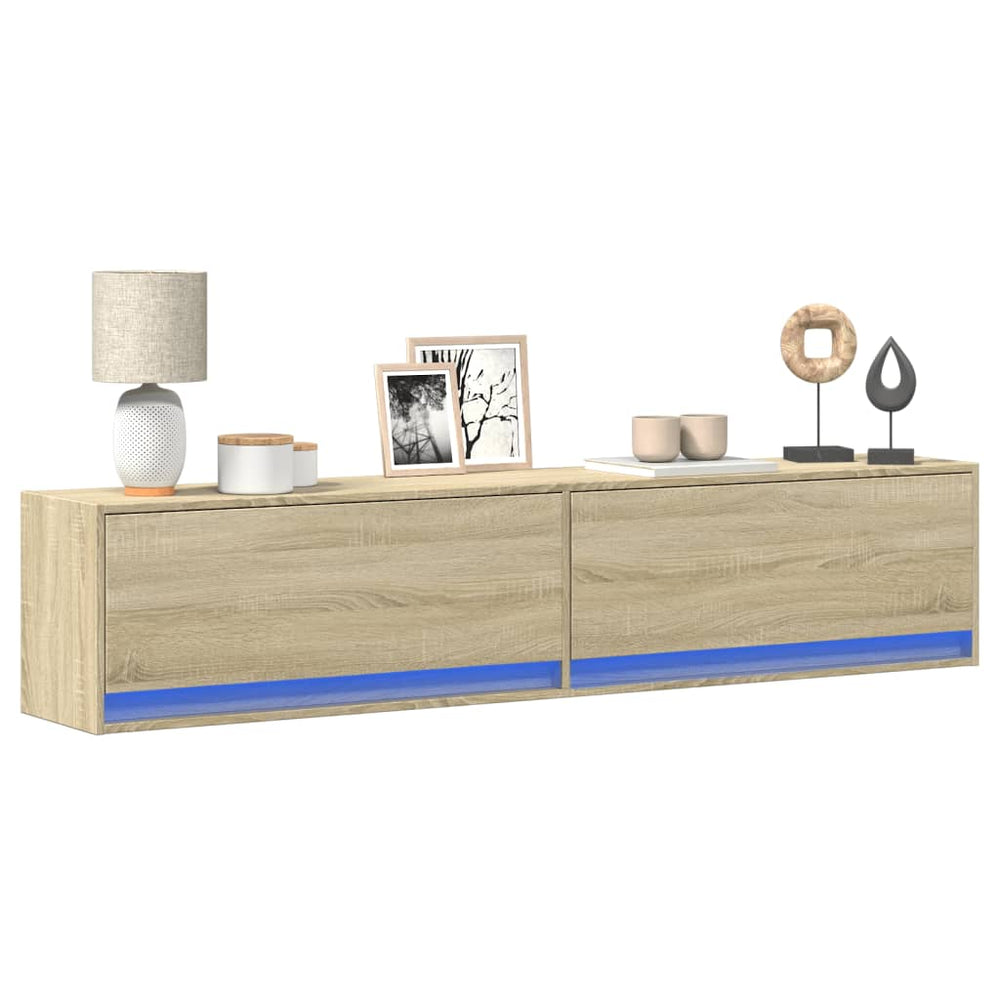TV-Wandschrank mit LED, Sonoma-Eiche, 180 cm