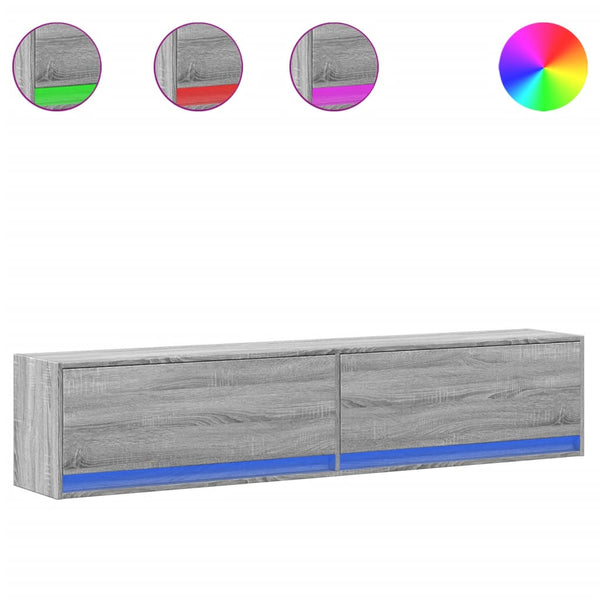 TV-Wandschrank mit LED, Grau Sonoma, 180 cm