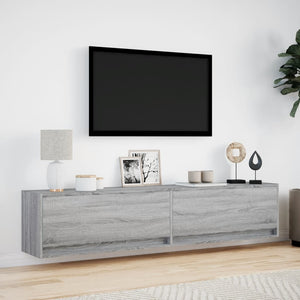 TV-Wandschrank mit LED, Grau Sonoma, 180 cm