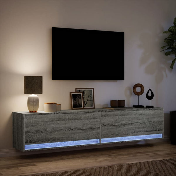 TV-Wandschrank mit LED, Grau Sonoma, 180 cm