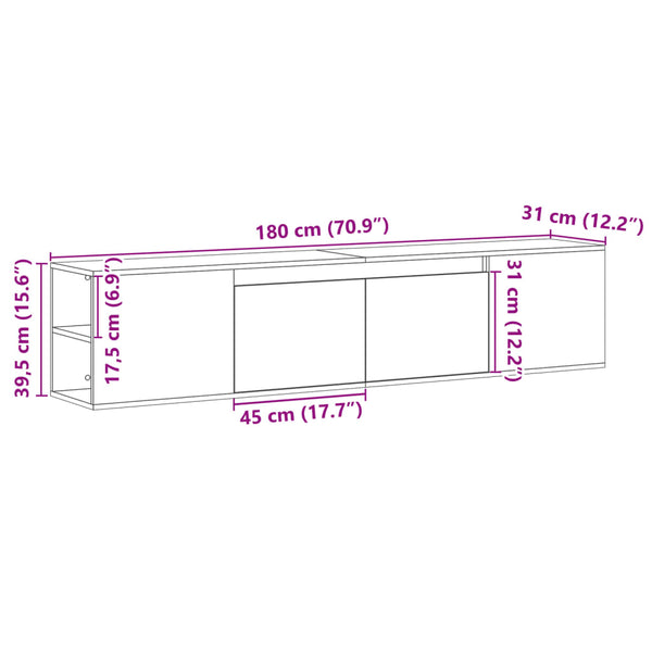 TV-Wandschrank mit LED Weiß 180 cm