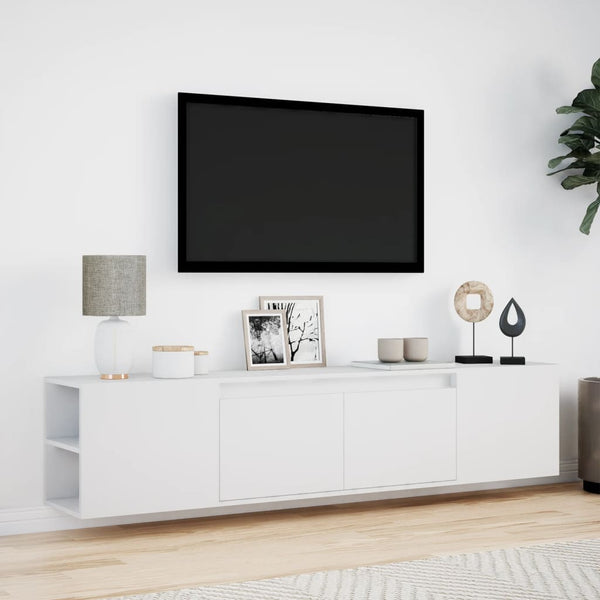 TV-Wandschrank mit LED Weiß 180 cm
