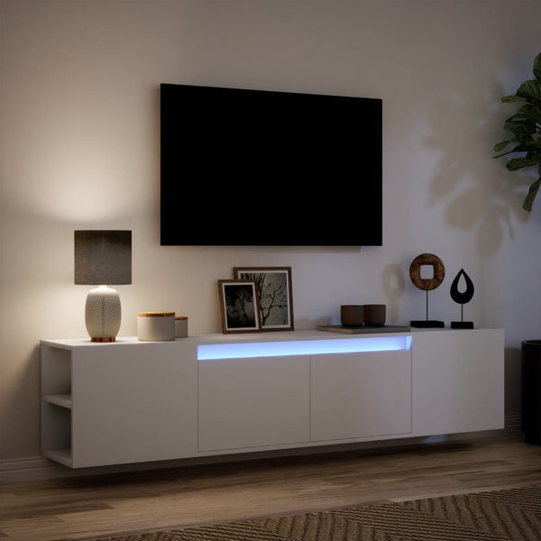 TV-Wandschrank mit LED Weiß 180 cm