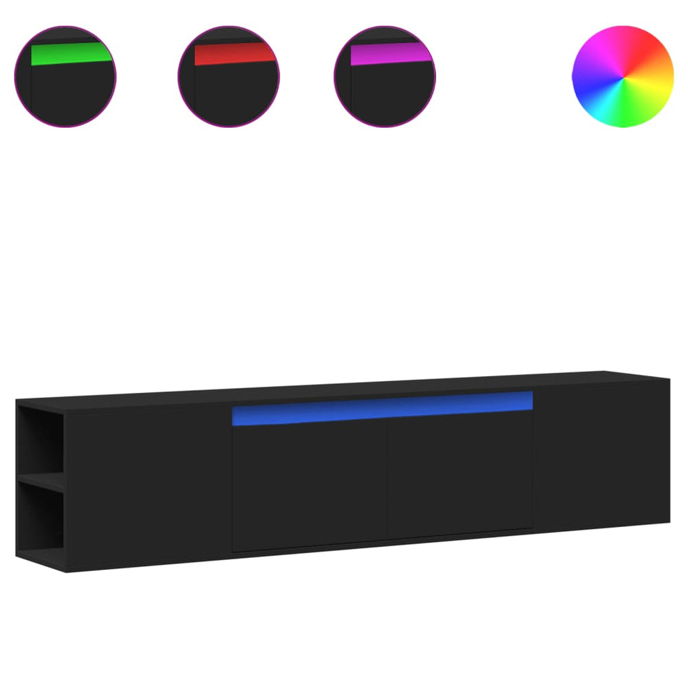 TV-Wandschrank mit LED Schwarz 180 cm