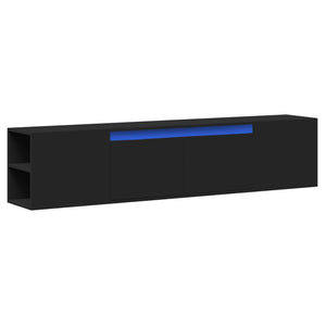 TV-Wandschrank mit LED Schwarz 180 cm