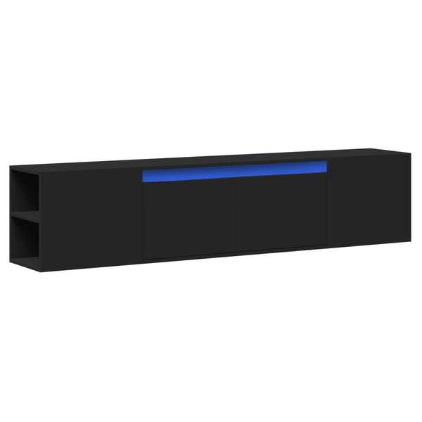 TV-Wandschrank mit LED Schwarz 180 cm