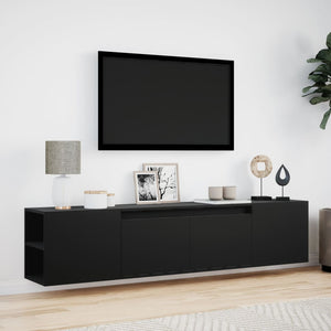 TV-Wandschrank mit LED Schwarz 180 cm