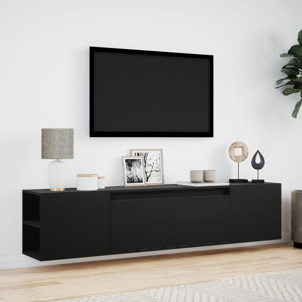 TV-Wandschrank mit LED Schwarz 180 cm