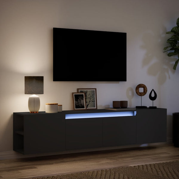 TV-Wandschrank mit LED Schwarz 180 cm