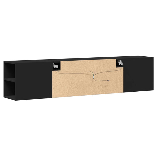 TV-Wandschrank mit LED Schwarz 180 cm
