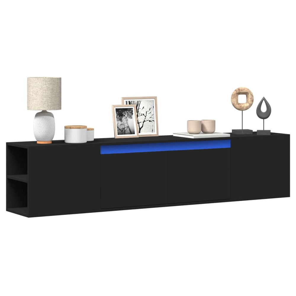 TV-Wandschrank mit LED Schwarz 180 cm
