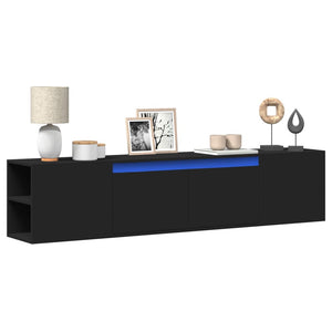 TV-Wandschrank mit LED Schwarz 180 cm
