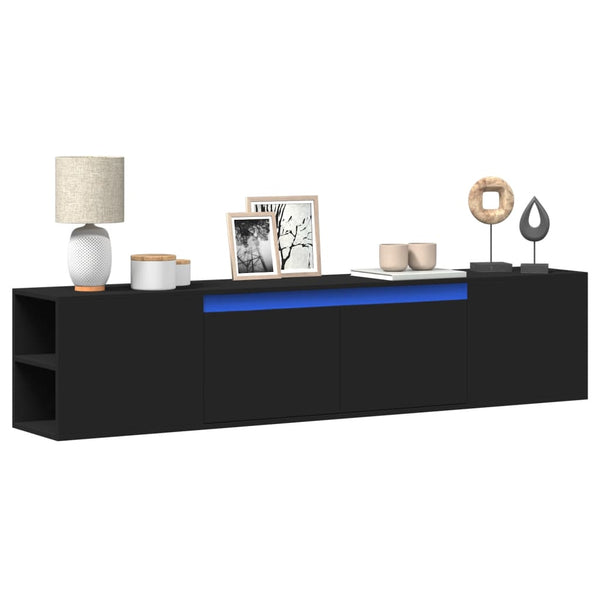 TV-Wandschrank mit LED Schwarz 180 cm