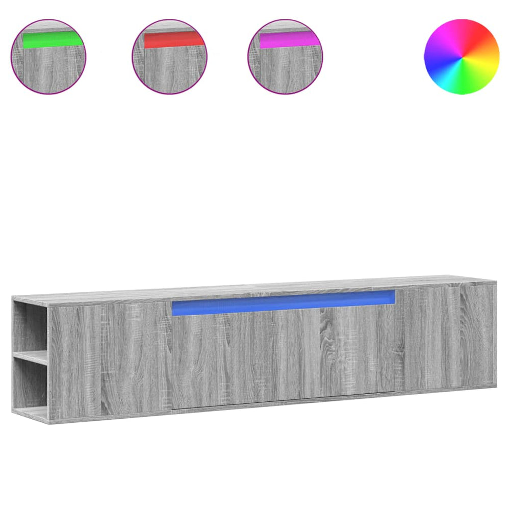 TV-Wandschrank mit LED Grau Sonoma 180cm