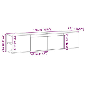 TV-Wandschrank mit LED Grau Sonoma 180cm