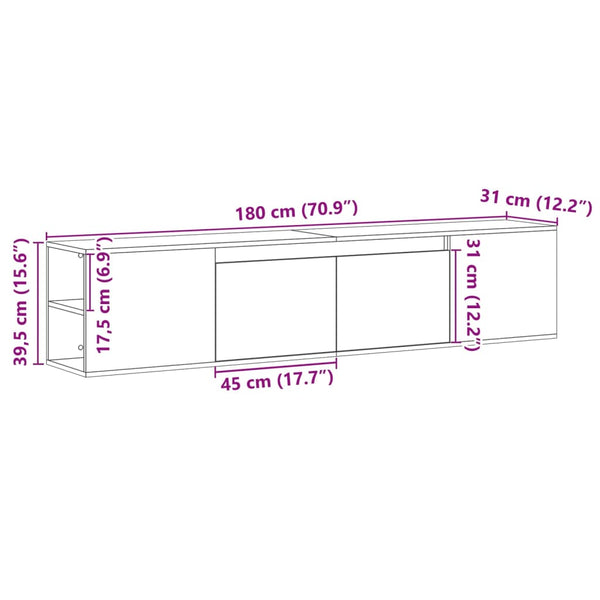 TV-Wandschrank mit LED Grau Sonoma 180cm