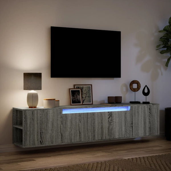 TV-Wandschrank mit LED Grau Sonoma 180cm