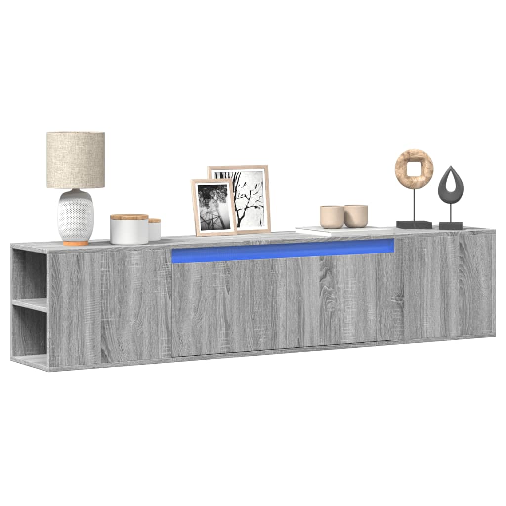 TV-Wandschrank mit LED Grau Sonoma 180cm