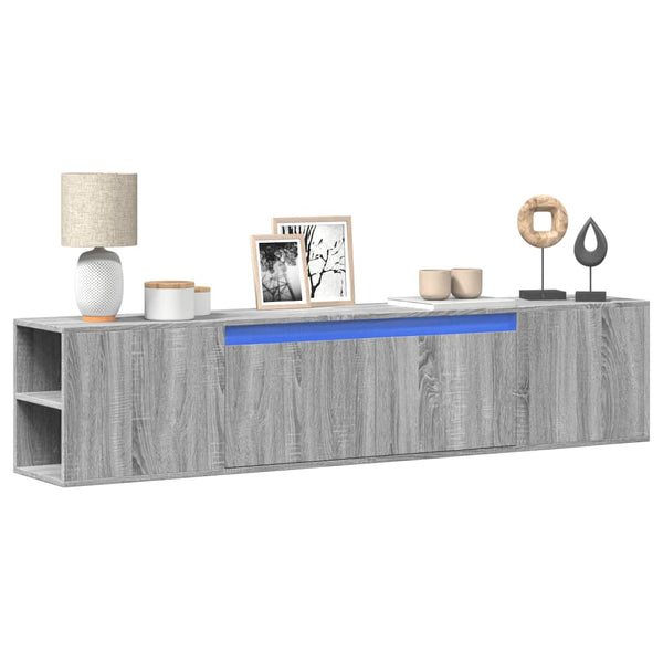 TV-Wandschrank mit LED Grau Sonoma 180cm