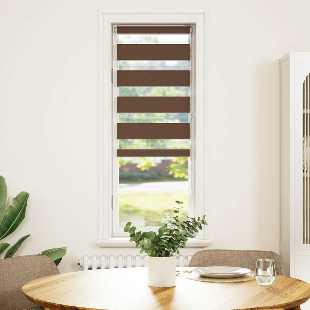 vidaXL Double store enrouleur marron 40x100 cm Largeur du tissu 35,9 cm Polyester