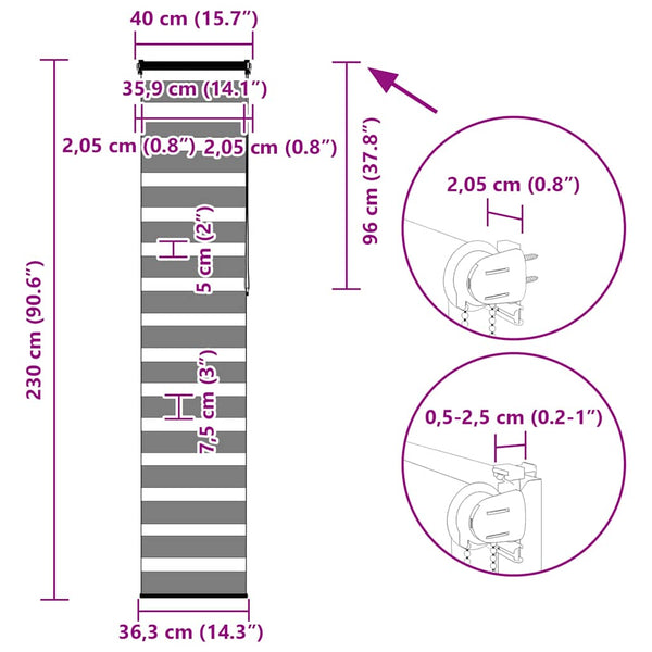 Doppelrollo Sandbraun 40x230 cm