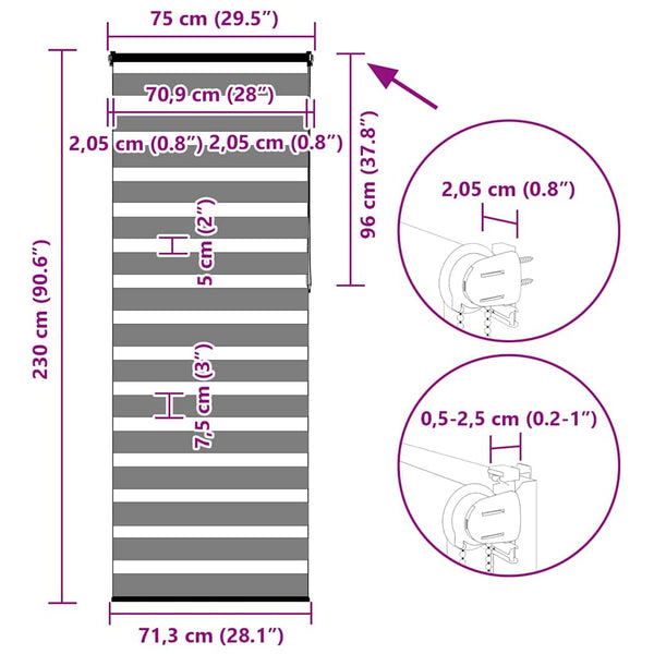 Doppelrollo Marmorbeige 75x230 cm