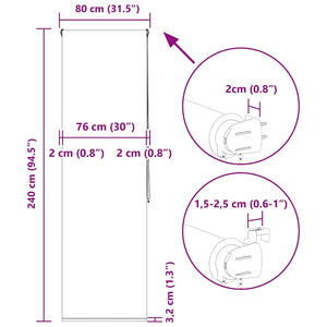 Duschrollo 80x240 cm, Stoffbreite 76 cm