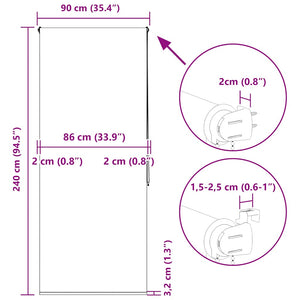 Duschrollo 90x240 cm, Stoffbreite 86 cm