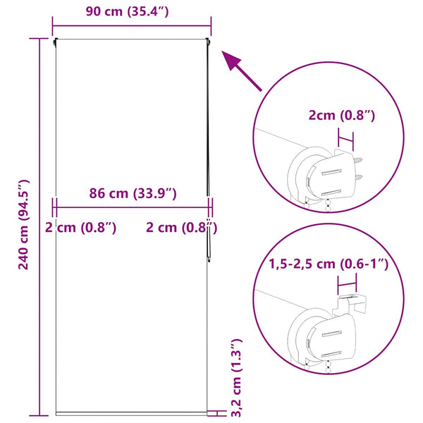 Duschrollo 90x240 cm, Stoffbreite 86 cm